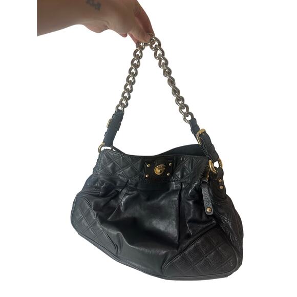 Marc Jacobs Stam Silvana Black Quilted Gold Hardware Leather Shoulder Bag - Picture 1 of 12